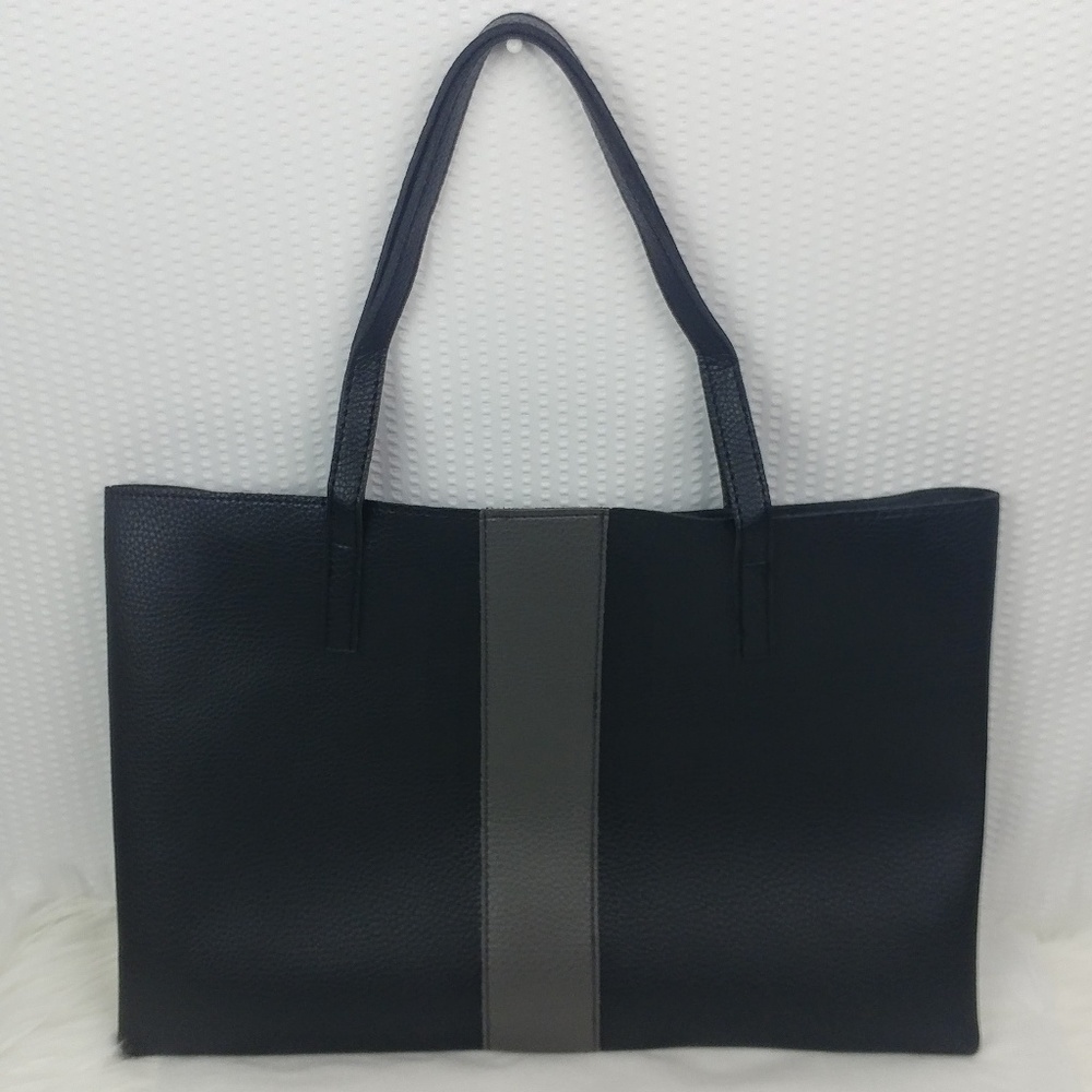 Vince Camuto Vegan Leather Luck Tote Black / Grey